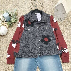 3714 Size XL Cato/Mickey Mouse Upcycled Button Down Jacket.
